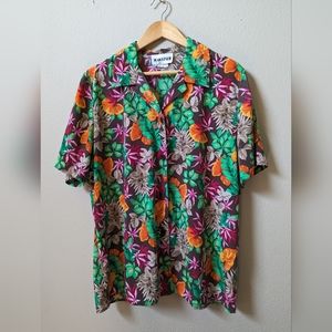 Vintage 80s/90s Retro Floral Button Up Size 18